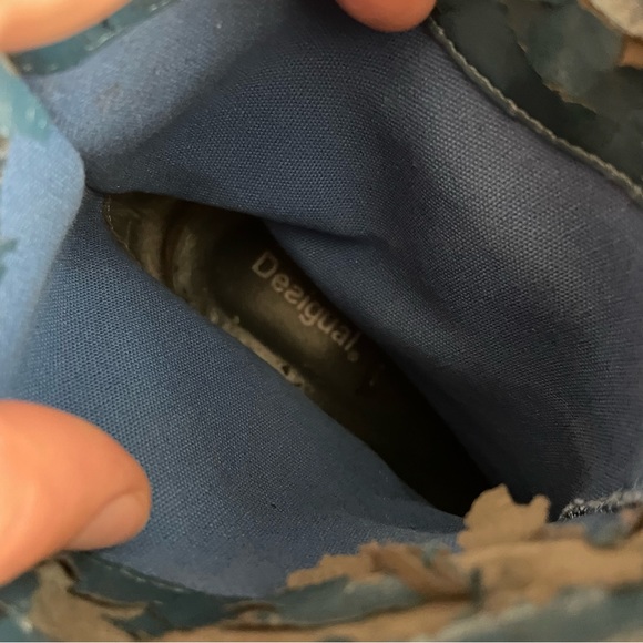 Desigual Western Embroidered Gray Blue Suede Patchwork Multicolor Boots - Picture 8 of 9